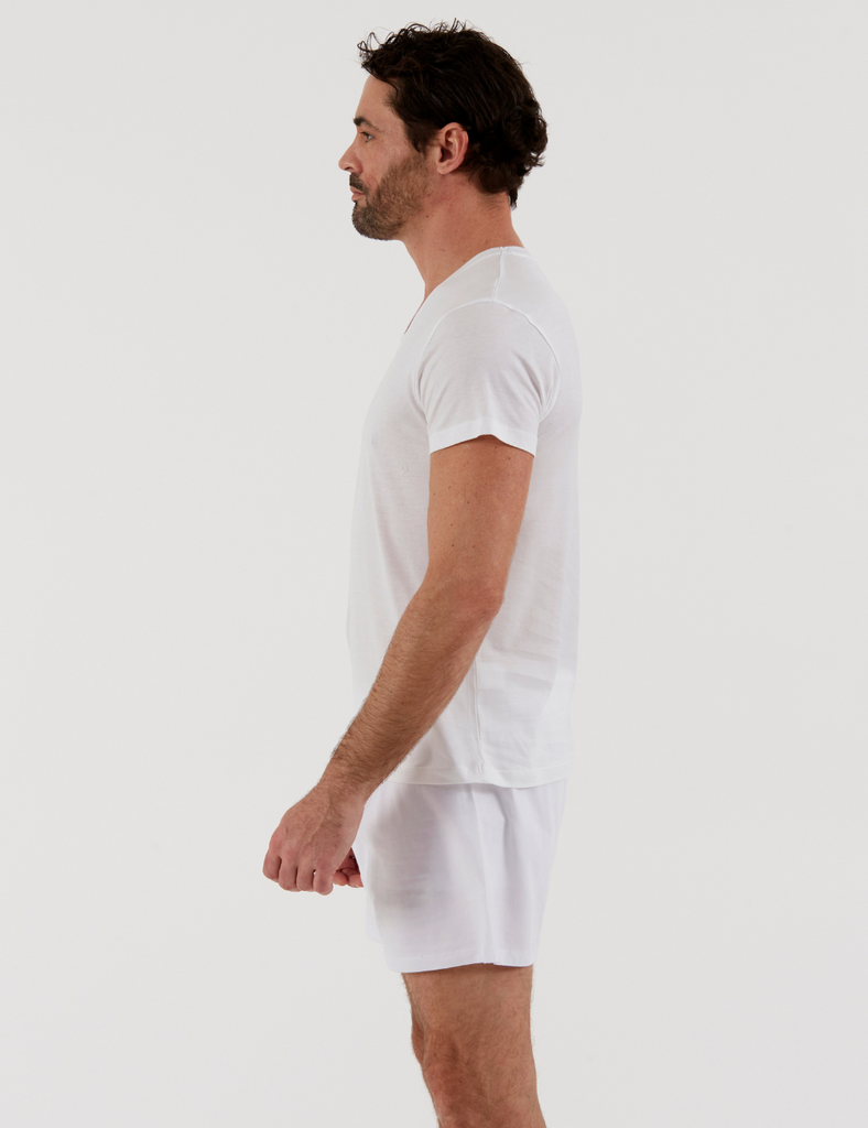 T-shirt col V blanc élasthanne homme publicitaire personnalisé