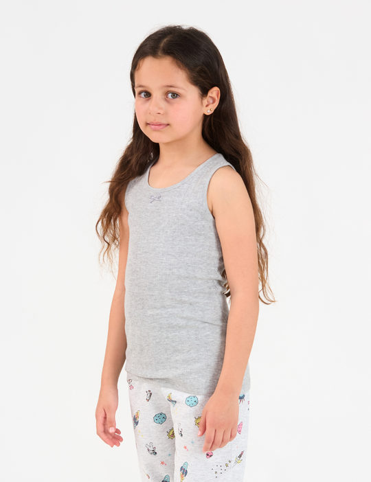 Débardeur Gris Côtelé pour Fille