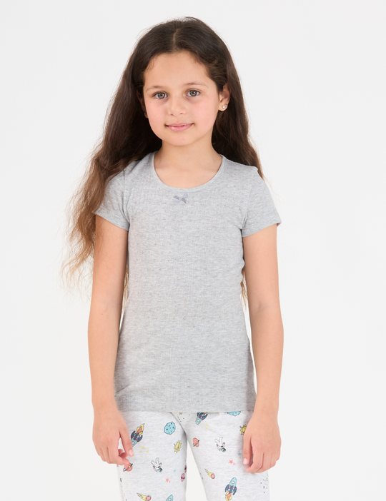 T-shirt Gris à Manches Courtes pour Fille