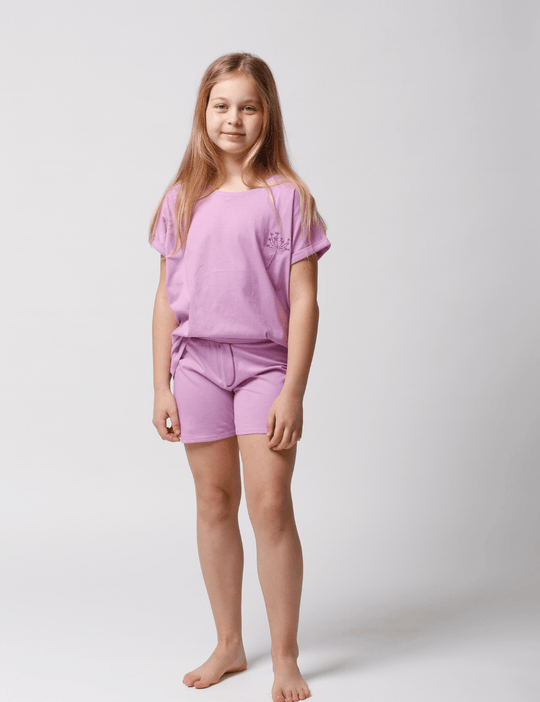 Ensemble T-shirt et Short Lilas pour Fille